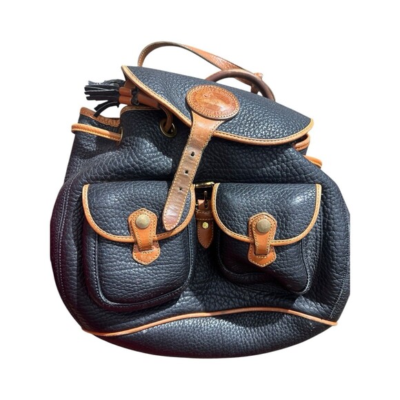Vintage 90s Dooney & And Bourke Canyon Backpack/Tan Bag Pebble Leather USA Black - Picture 2 of 16